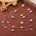 Puffed Heart Snake Chain Necklace Bracelet Gold Silver Titanium Steel view 2