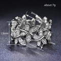 Butterfly Leaf Branch Pave Finger Rings Gold Silver Tones view 4