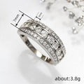 Triple-Row Round Clear Stone Wide Band Ring In Silver Tone view 4