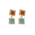 Two Tone Crystal Rectangle Drop Earrings Statement Jewelry Design view 5
