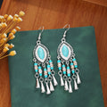 Red Blue and Multicolor Beaded Teardrop Tassel Earrings view 8