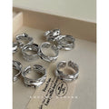 Silver-Tone Open Adjustable Liquid Metal Band Ring view 1
