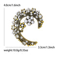 Pearl and Crystal Crescent Floral Brooch in Two Finishes view 4