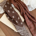 Brown Paisley Print Scarf Necklace with Tapered Fabric Ends view 4