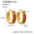 Gold Double Row Zircon U-Huggie Earrings Multi Size view 9