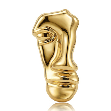 Abstract Half Face Brooch in Gold or Silver Tone Metal
