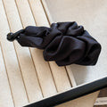 Satin Ruched Twist Hair Clips Black And Ivory Two Colors view 6