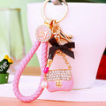 Jeweled Lipstick Pearl Handbag Keychains in Five Colors and Two Loop Styles view 12