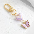 Ombre Heart Bead Keychain with Butterfly Flower or Pearl Charm view 6