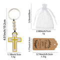 White Yellow Wood Cross Keychain Beaded Cord Charm view 2