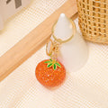 Rhinestone Tomato Fruit Keychain Green Leaf Charm Strap Options view 6