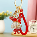 Jeweled Bow Ear Rabbit Keychains in Four Colors with Braided Loops view 11