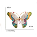 Gold Multicolor Enamel Butterfly Brooch Rhinestone Wings view 5