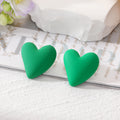 Colorful Matte Chunky Asymmetrical Heart Stud Earrings view 10