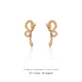 Gold-Tone Pavé Zirconia Coiled Dragon Stud Earrings Pair view 1