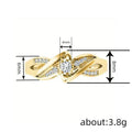 Round Clear Solitaire Interwoven Leaf Ring In Polished Gold Tone view 4