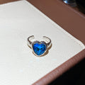 Open Adjustable Crystal Heart And Square Stone Rings view 6