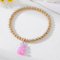 Gold Tone Beaded Gummy Bear Mushroom Cat and Cow Charm Bracelets view 3