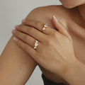 Three Heart Zircon Open Rings Stainless Steel Gold Steel Tone view 4