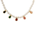 Freshwater Pearl Necklace Gold Teardrop Multicolor Charms view 5