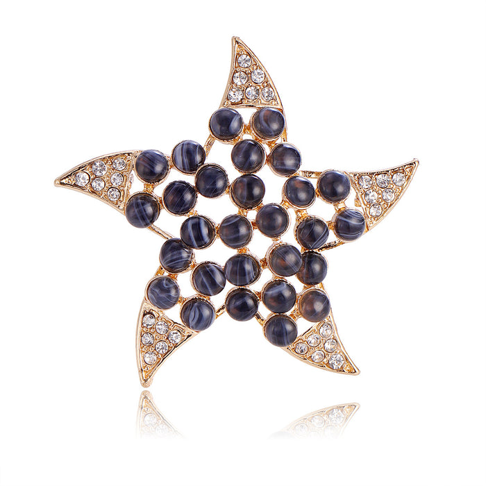 Gold Tone Five Point Star Metal Brooch Pin for Jackets and Lapels