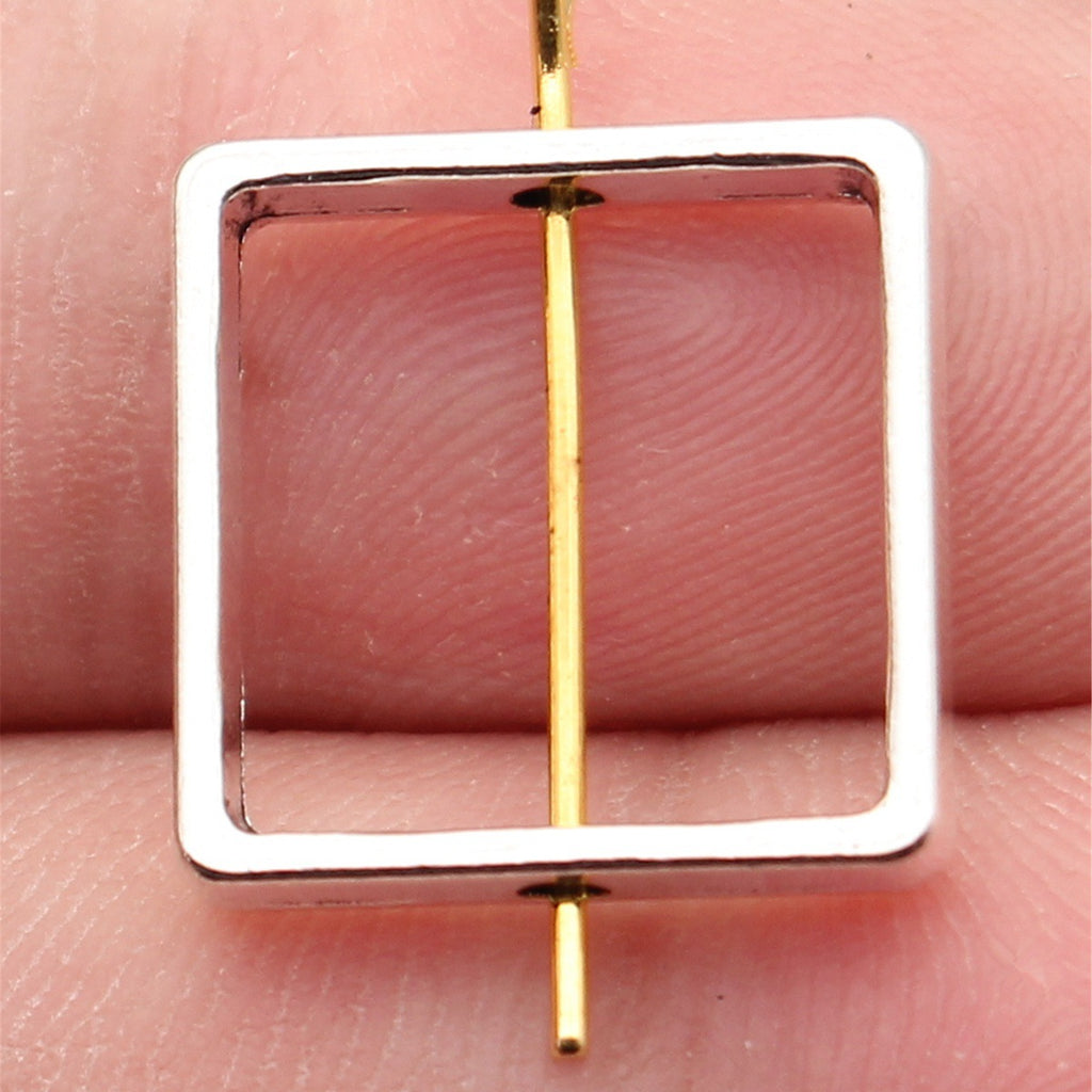 15x15mm 1.4g Multicolor Zinc Alloy Geometric Hollow Square Frame Loose Metal Beads for Jewelry Making