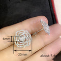 Silver Openwork Camellia Flower Pavé CZ Stud Earrings view 4