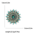 Rhinestone Sunburst Brooch Square Center Crystal Flower Pin view 7