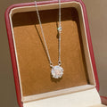 Round Floral Crystal Pendant Necklaces in Three Colors view 8