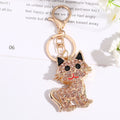 Rhinestone Cat Keychain Gold Tone Crystal Kitten Charm view 6