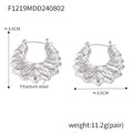 Gold Silver Hollow Flower Petal Hoop Earrings Polished view 7