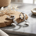 Silver Layered Butterfly Huggie Hoop Drop Earrings view 4