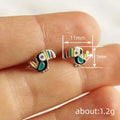 Silver Tone Colorful Enamel Toucan Bird Stud Earrings view 4
