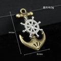 Anchor Ship Wheel Charm Pendant Antique Bronze Silver Tone Alloy view 4