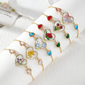 Gold Tone Pressed Flower Crystal Heart Slider Bracelets in Six Designs view 1