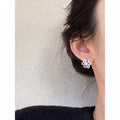Small Multicolor Crystal Flower Huggie Hoop Earrings view 4