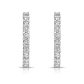 White Gold Tone Square Crystal Channel Hoop Earrings view 3