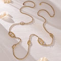 Elongated Oval Link Necklace and Y Necklace in Gold Tone view 2