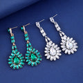 Red Flower Geometric Crystal Six Designs Metal Dangle Earrings view 3