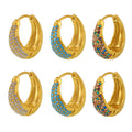 Teardrop Pave Hoop Earrings Zircon Blue Pine Three Sizes view 5