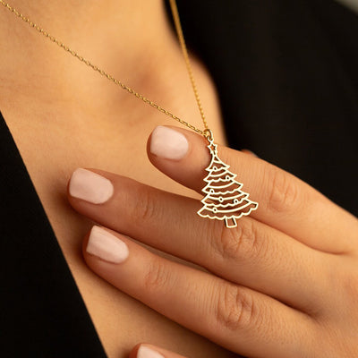 Open christmas tree necklace product view