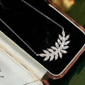 Silver Marquise Leaf Branch Cubic Zirconia Pendant Necklace view 2