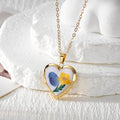 Gold Heart Locket Necklace Pressed Flower Photo Case 8 Styles view 11
