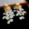 Floral Leaf Cascade Drop Earrings with Distinctive Textured Details view 6
