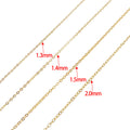 Gold Tone Jewelry Chains in 1.3, 1.4, 1.5 and 2.0 mm Widths view 5