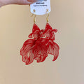 Red Koi Fish Statement Dangle Hook Earrings for Women view 6