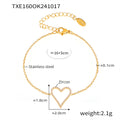 Open Heart Zircon Necklace Bracelet And Herringbone Chain Set view 6