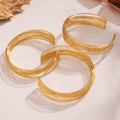 Multi-Strand Wire Open Choker Cuff Ring Gold Silver Stainless view 4