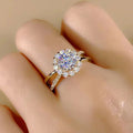 Gold Sunflower Halo Cross Band Clear Stone Ring Metal Alloy view 4