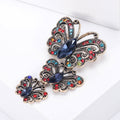 Three Linked Butterfly Brooch in Blue Red or Multicolor Crystal view 3